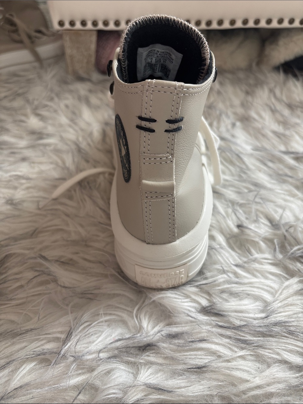 NEW Leather Converse Women’s High Top Platform Sneakers - Picture 5 of 8